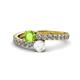 1 - Delise 5.00mm Round Peridot and White Sapphire with Side Diamonds Bypass Ring 