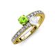 3 - Delise 5.00mm Round Peridot and White Sapphire with Side Diamonds Bypass Ring 