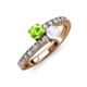 3 - Delise 5.00mm Round Peridot and White Sapphire with Side Diamonds Bypass Ring 