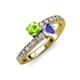 3 - Delise 5.00mm Round Peridot and Tanzanite with Side Diamonds Bypass Ring 