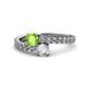 1 - Delise 5.00mm Round Peridot and Diamond with Side Diamonds Bypass Ring 
