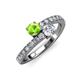 3 - Delise 5.00mm Round Peridot and Diamond with Side Diamonds Bypass Ring 