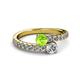2 - Delise 5.00mm Round Peridot and Diamond with Side Diamonds Bypass Ring 