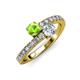 3 - Delise 5.00mm Round Peridot and Diamond with Side Diamonds Bypass Ring 
