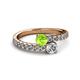 2 - Delise 5.00mm Round Peridot and Diamond with Side Diamonds Bypass Ring 