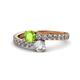 1 - Delise 5.00mm Round Peridot and Diamond with Side Diamonds Bypass Ring 