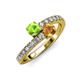 3 - Delise 5.00mm Round Peridot and Citrine with Side Diamonds Bypass Ring 