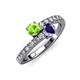 3 - Delise 5.00mm Round Peridot and Iolite with Side Diamonds Bypass Ring 