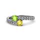 1 - Delise 5.00mm Round Peridot and Yellow Sapphire with Side Diamonds Bypass Ring 