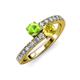 3 - Delise 5.00mm Round Peridot and Yellow Sapphire with Side Diamonds Bypass Ring 