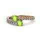 1 - Delise 5.00mm Round Peridot with Side Diamonds Bypass Ring 