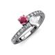 3 - Delise 5.00mm Round Rhodolite Garnet and White Sapphire with Side Diamonds Bypass Ring 