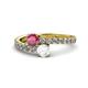 1 - Delise 5.00mm Round Rhodolite Garnet and White Sapphire with Side Diamonds Bypass Ring 