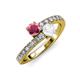 3 - Delise 5.00mm Round Rhodolite Garnet and White Sapphire with Side Diamonds Bypass Ring 