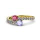 1 - Delise 5.00mm Round Rhodolite Garnet and Tanzanite with Side Diamonds Bypass Ring 