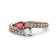 1 - Delise 5.00mm Round Rhodolite Garnet and Diamond with Side Diamonds Bypass Ring 