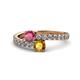 1 - Delise 5.00mm Round Rhodolite Garnet and Citrine with Side Diamonds Bypass Ring 