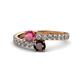 1 - Delise 5.00mm Round Rhodolite and Red Garnet with Side Diamonds Bypass Ring 