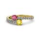 1 - Delise 5.00mm Round Rhodolite Garnet and Yellow Sapphire with Side Diamonds Bypass Ring 