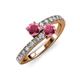 3 - Delise 5.00mm Round Rhodolite Garnet with Side Diamonds Bypass Ring 