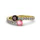 1 - Delise 5.00mm Round Red Garnet and Pink Tourmaline with Side Diamonds Bypass Ring 