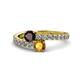 1 - Delise 5.00mm Round Red Garnet and Citrine with Side Diamonds Bypass Ring 