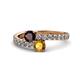 1 - Delise 5.00mm Round Red Garnet and Citrine with Side Diamonds Bypass Ring 