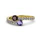 1 - Delise 5.00mm Round Red Garnet and Iolite with Side Diamonds Bypass Ring 