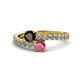 1 - Delise 5.00mm Round Red and Rhodolite Garnet with Side Diamonds Bypass Ring 