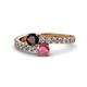 1 - Delise 5.00mm Round Red and Rhodolite Garnet with Side Diamonds Bypass Ring 