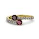 1 - Delise 5.00mm Round Red Garnet and Ruby with Side Diamonds Bypass Ring 