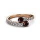 2 - Delise 5.00mm Round Red Garnet with Side Diamonds Bypass Ring 