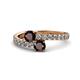 1 - Delise 5.00mm Round Red Garnet with Side Diamonds Bypass Ring 