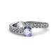 1 - Delise 5.00mm Round Diamond and Tanzanite with Side Diamonds Bypass Ring 