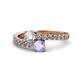 1 - Delise 5.00mm Round Diamond and Tanzanite with Side Diamonds Bypass Ring 