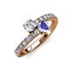 3 - Delise 5.00mm Round Diamond and Tanzanite with Side Diamonds Bypass Ring 