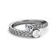 2 - Delise 5.00mm Round Diamond and White Sapphire with Side Diamonds Bypass Ring 