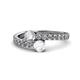 1 - Delise 5.00mm Round Diamond and White Sapphire with Side Diamonds Bypass Ring 