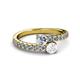 2 - Delise 5.00mm Round Diamond and White Sapphire with Side Diamonds Bypass Ring 