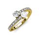 3 - Delise 5.00mm Round Diamond and White Sapphire with Side Diamonds Bypass Ring 