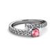 2 - Delise 5.00mm Round Diamond and Pink Tourmaline with Side Diamonds Bypass Ring 