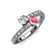 3 - Delise 5.00mm Round Diamond and Pink Tourmaline with Side Diamonds Bypass Ring 