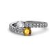 1 - Delise 5.00mm Round Diamond and Citrine with Side Diamonds Bypass Ring 