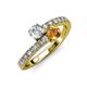 3 - Delise 5.00mm Round Diamond and Citrine with Side Diamonds Bypass Ring 