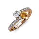 3 - Delise 5.00mm Round Diamond and Citrine with Side Diamonds Bypass Ring 