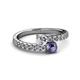 2 - Delise 5.00mm Round Diamond and Iolite with Side Diamonds Bypass Ring 