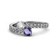 1 - Delise 5.00mm Round Diamond and Iolite with Side Diamonds Bypass Ring 