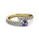 2 - Delise 5.00mm Round Diamond and Iolite with Side Diamonds Bypass Ring 