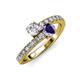 3 - Delise 5.00mm Round Diamond and Iolite with Side Diamonds Bypass Ring 
