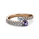 2 - Delise 5.00mm Round Diamond and Iolite with Side Diamonds Bypass Ring 